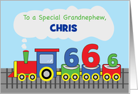 Grandnephew 6th Birthday Personalized Name Colorful Train on Track card