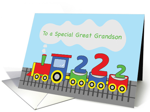 Great Grandson 2nd Birthday Colorful Train on Track card (1654956)