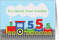 Great Grandson 5th Birthday Colorful Train on Track card