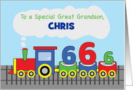 Great Grandson 6th Birthday Personalized Name Colorful Train on Track card