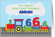 Great Great Grandson 6th Birthday Personalized Colorful Train on Track card