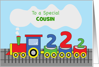 Custom Relation Cousin 2nd Birthday Colorful Train on Track card