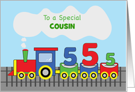 Custom Relation Cousin 5th Birthday Colorful Train on Track card