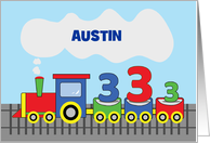 Personalized Name 3rd Birthday Colorful Train on Track card