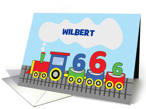 Personalized Name 6th Birthday Colorful Train on Track card (1655226)
