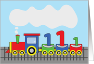 1st Birthday Colorful Train on Track card