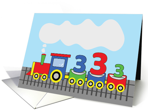 3rd Birthday Colorful Train on Track card (1655232)