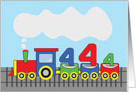 4th Birthday Colorful Train on Track card