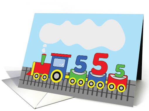 5th Birthday Colorful Train on Track card (1655236)