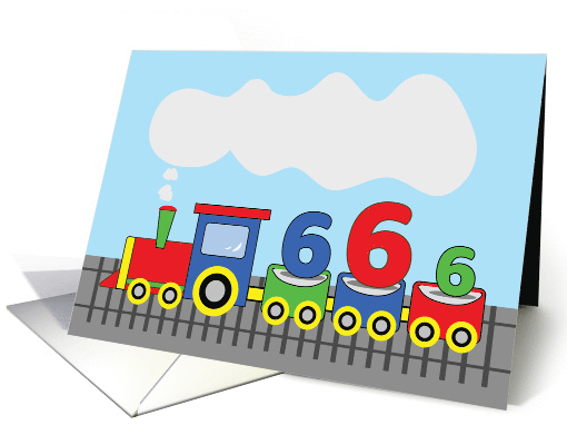 6th Birthday Colorful Train on Track card (1655238)