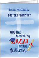 Doctor of Ministry Custom Name Cross Blue Watercolor card