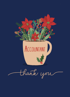 Accountant Thank You at Christmas Poinsettias in Coffee Cup