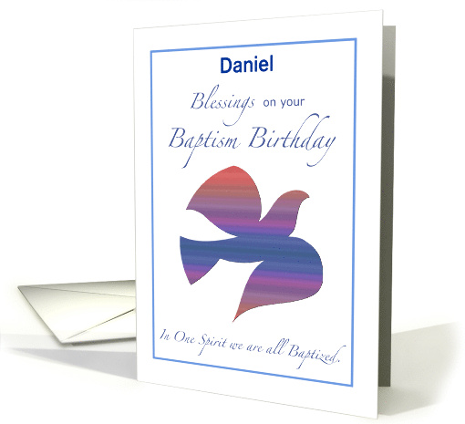 Custom Name Baptism Birthday Dove in Rainbow of Colors card (1655818)