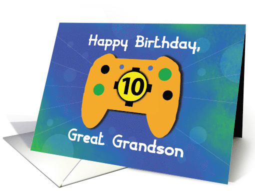 Great Grandson 10 Year Old Birthday Gamer Controller card (1655852)