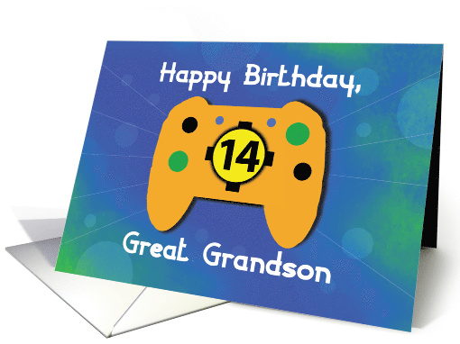 Great Grandson 14 Year Old Birthday Gamer Controller card (1655858)