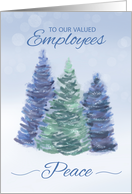 To Employees Holiday Peace with Evergreen Trees card