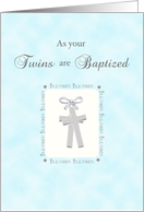Twins Blue Baptism Crosses Blessings card