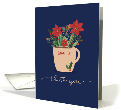 Custom Relation Thank You at Christmas Poinsettias in Coffee Cup card