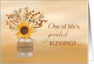Grandchildren are Blessings at Thanksgiving Sunflower in Vase card