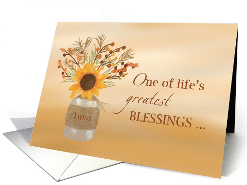 My Twin is a Blessings at Thanksgiving Sunflower in Vase card