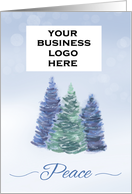 Customizable Business Logo Holiday Peace with Evergreen Trees card