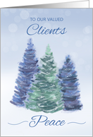 To Clients Holiday Peace with Evergreen Trees card
