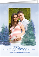Photo Custom Personalize Holiday Peace with Evergreen Trees card