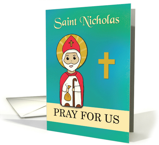 St. Nicholas Pray for Us Simple Catholic Saint card (1658352)