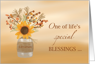 Librarian Blessings at Thanksgiving Sunflower in Vase card