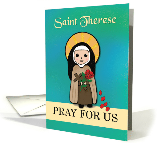 St. Therese Pray for Us Simple Catholic Saint card (1658852)