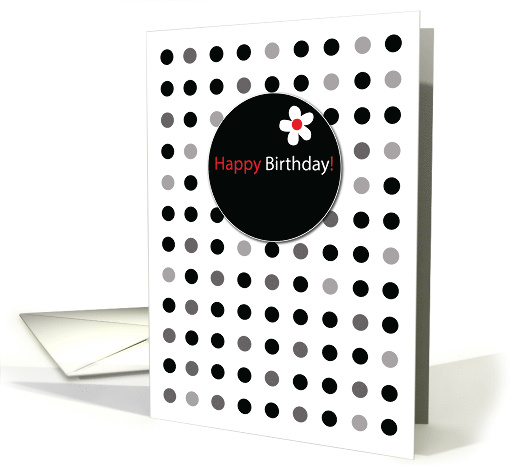 Birthday Simple Black Gray and Red Dots card (1658934)