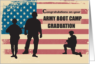 Army Boot Camp Graduation Soldiers on Distressed American Flag card