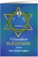 Customizable From Name Hanukkah Blessings Star of David Gold Look card