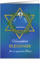 Boss Hanukkah Blessings Star of David Gold Look card