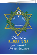 Nurse Educator Hanukkah Blessings Star of David Gold Look card