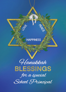 School Principal Hanukkah Blessings Star of David Gold Look