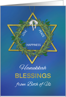 From Both of Us Hanukkah Blessings Star of David Gold Look card