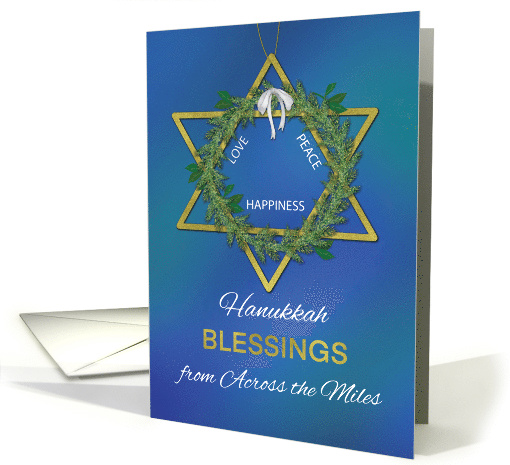 Across the Miles Hanukkah Blessings Star of David Gold Look card