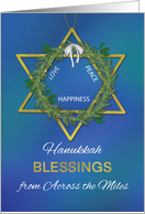 Across the Miles Hanukkah Blessings Star of David Gold Look card