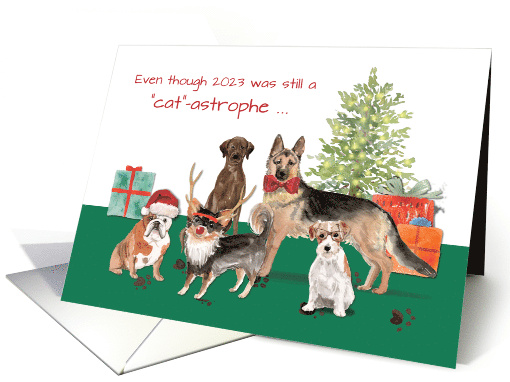 Dogs Funny New Year 2025 Old Year Catastophe card (1660034)