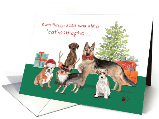 Dogs Funny New Year 2024 Old Year Catastophe card (1660034)