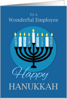 For Employee Hanukkah Menorah on Dark Blue card