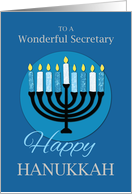 For Secretary Hanukkah Menorah on Dark Blue card