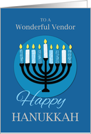 For Vendor Hanukkah Menorah on Dark Blue card