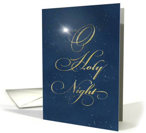 O Holy Night Sky Religious Christmas Digital Gold Looking Script card