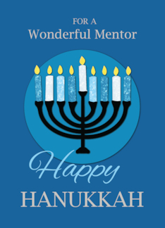 For Mentor Hanukkah Menorah on Dark Blue