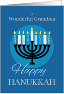 For Grandma Hanukkah Menorah on Dark Blue card