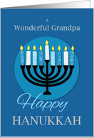 For Grandpa Hanukkah Menorah on Dark Blue card