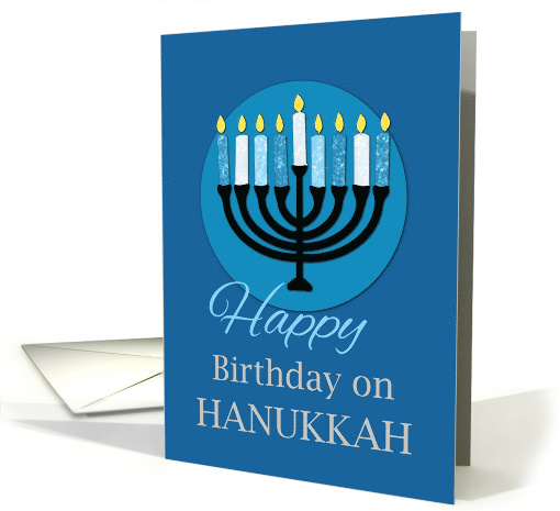 Birthday on Hanukkah Menorah on Dark Blue card (1661422)
