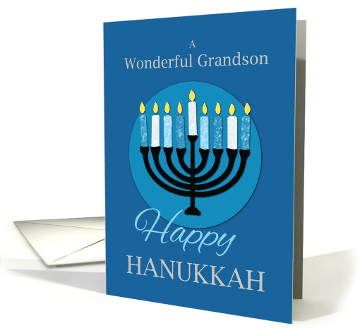 For Grandson Hanukkah Menorah on Dark Blue card (1661434)